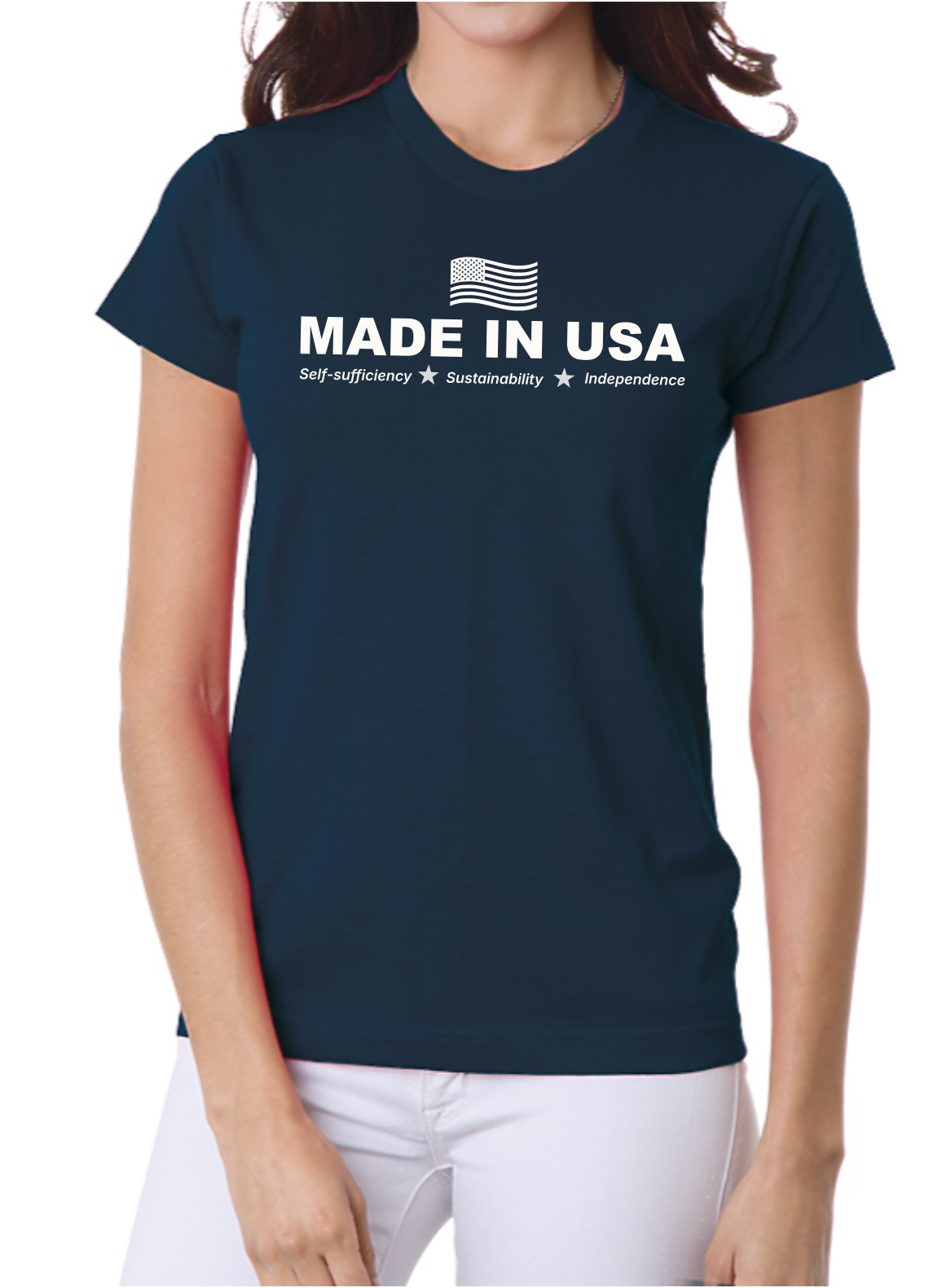 Made in USA with Wavy US Flag Design (Women's Crew)